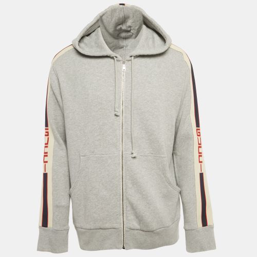 GG Band Trim Cotton Zip-Up Hoodie XL - Gucci - Modalova