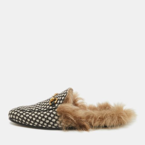 Two Tone Printed Canvas Fur Lined Princetown Mules Size 45 - Gucci - Modalova