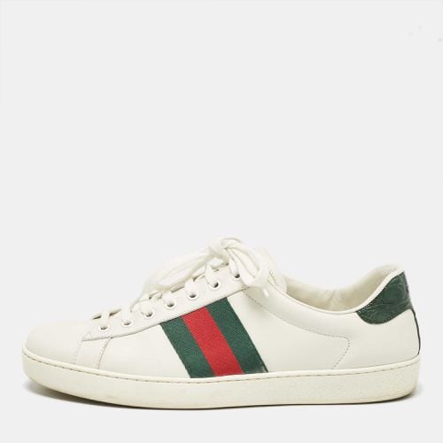 Leather and Crocodile Ace Lace Up Sneakers Size 43.5 - Gucci - Modalova