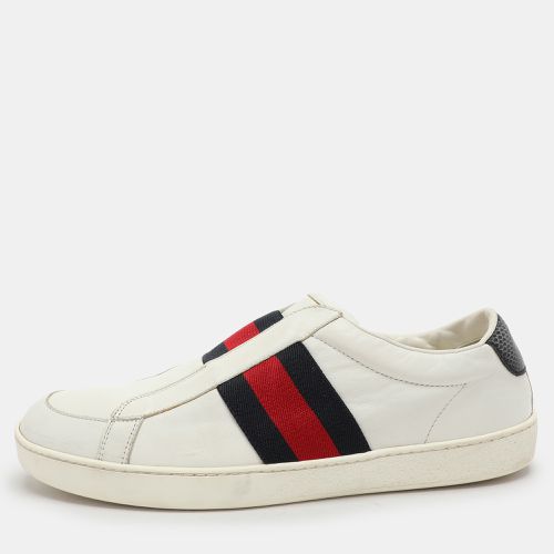 Leather Web Slip On Sneakers Size 43 - Gucci - Modalova