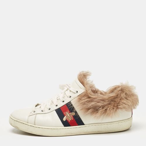 Fur and Leather Ace Low Top Sneakers Size 40 - Gucci - Modalova