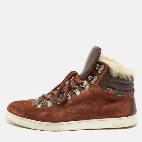 Suede and Fur Trim High Top Sneakers Size 43 - Gucci - Modalova