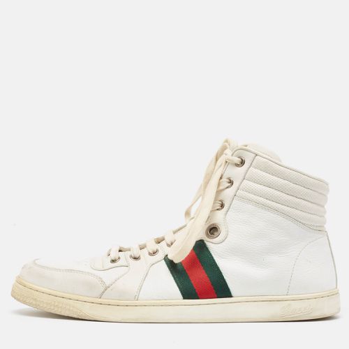 Leather Web Detail High Top Sneakers Size 43 - Gucci - Modalova