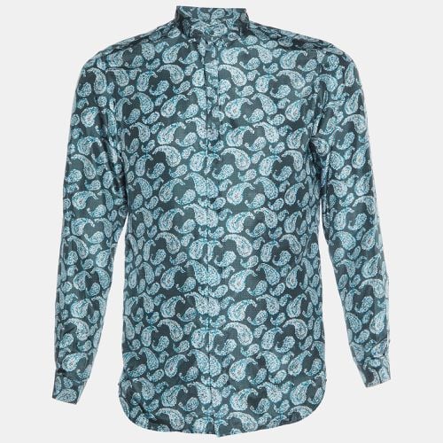 Green Paisley Print Silk Buttoned Up Shirt M - Giorgio Armani - Modalova