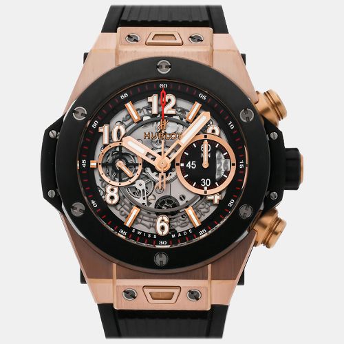 Skeleton 18k Rose Gold Big Bang Unico 411.OM.1180.RX Automatic Men's Wristwatch 45 mm - Hublot - Modalova