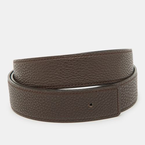 Cacao/Noir Togo and Chamonix Leather Reversible Belt Strap 95 CM - Hermes - Modalova