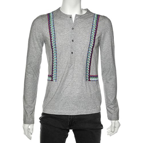 Cotton Embroidered Detailed Long Sleeve T-Shirt M - Just Cavalli - Modalova