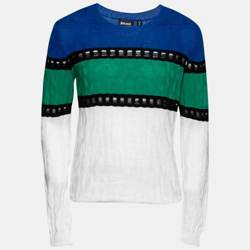 Striped Cotton Crew-Neck Knitted Sweater S - Just Cavalli - Modalova