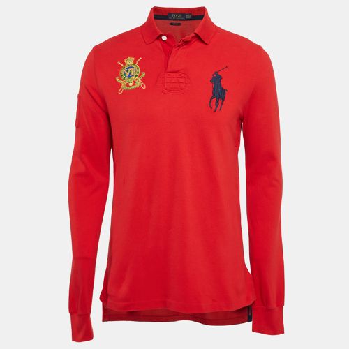 Embroidered Pique Cotton Long Sleeve Polo T-Shirt M - Polo Ralph Lauren - Modalova