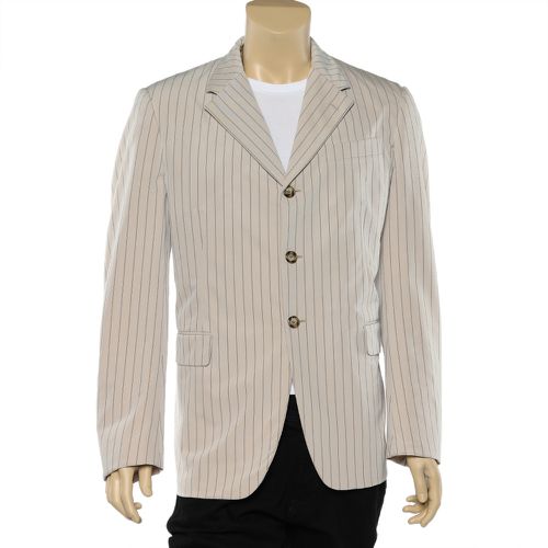 Pinstriped Cotton Button Front Blazer XL - Prada - Modalova