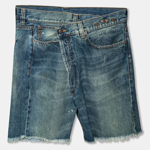 Denim Asymmetric Waist Frayed Edged Shorts M - R13 - Modalova