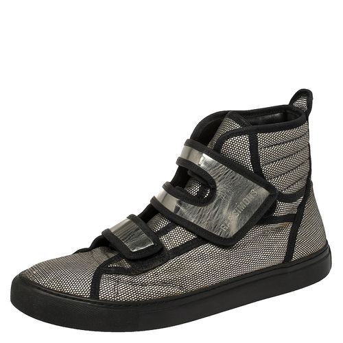 Metallic /White Checkered Canvas Velcro Strap High Top Sneakers Size 42 - Raf Simons - Modalova