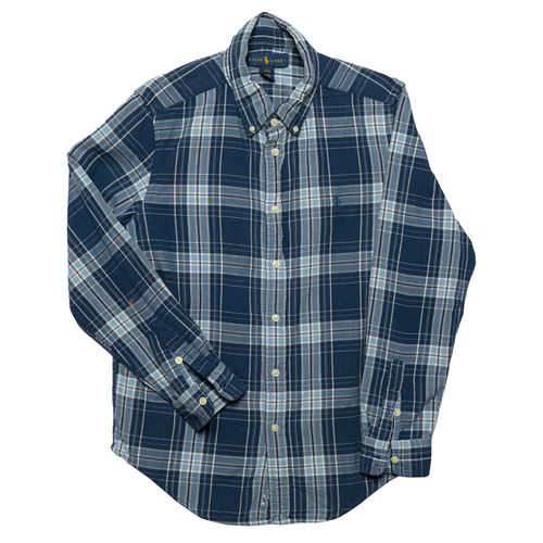 Checkered Cotton Button Front Shirt L - Ralph Lauren - Modalova