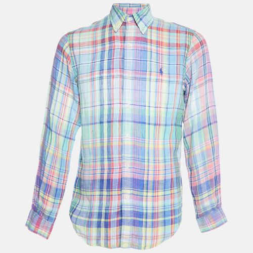 Madras Check Linen Button Down Shirt M - Ralph Lauren - Modalova