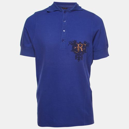 Logo Embroidered Cotton Polo T-Shirt XXXL - Roberto Cavalli - Modalova