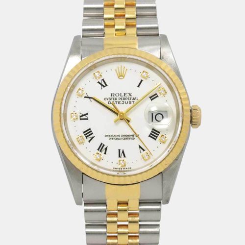 Diamond 18k Yellow Gold Stainless Steel Datejust 16233 Automatic Men's Wristwatch 36 mm - Rolex - Modalova