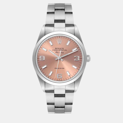 Air King Salmon Dial Smooth Bezel Steel Men's Watch 14000 - Rolex - Modalova