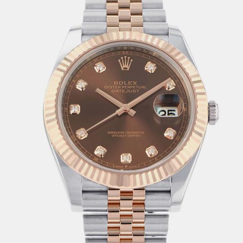 Stainless Steel 18K Pink Gold Chocolate Dial 126331G Datejust Wristwatch 41mm - Rolex - Modalova