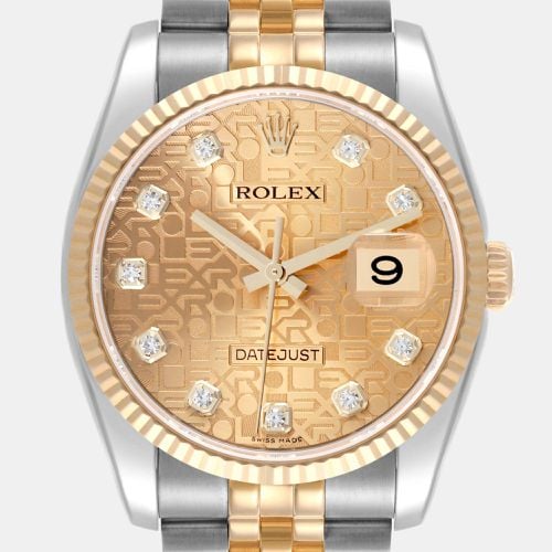 Datejust Steel Yellow Anniversary Diamond Dial Mens Watch 116233 - Rolex - Modalova