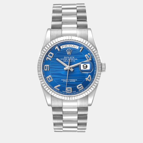 President Day-Date White Gold Wave Dial Men's Watch 36.0 mm - Rolex - Modalova