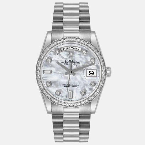 President Day-Date Platinum Diamond Mother Of Pearl Dial Men's Watch 36.0 mm - Rolex - Modalova