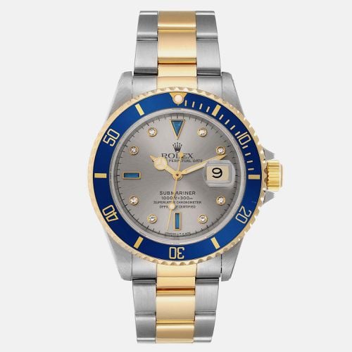 Submariner Steel Yellow Gold Diamond Serti Dial Watch 16613 40 mm - Rolex - Modalova