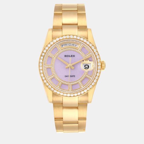 President Day-Date Yellow Gold Lilac Diamond Men's Watch 36.0 mm - Rolex - Modalova