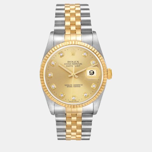 Datejust Steel Yellow Diamond Dial Mens Watch 16233 - Rolex - Modalova