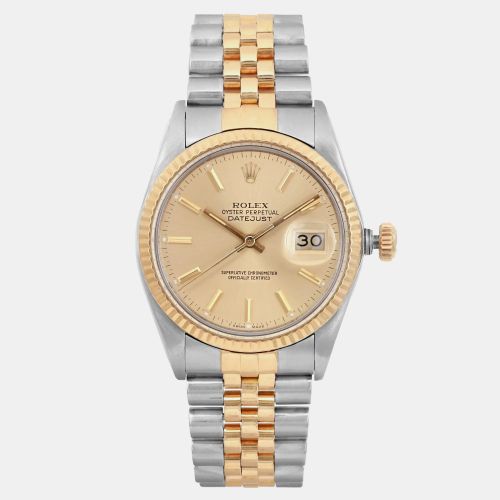 Champagne 18K Yellow Stainless Steel Datejust 16013 Automatic Men's Wristwatch 36 mm - Rolex - Modalova