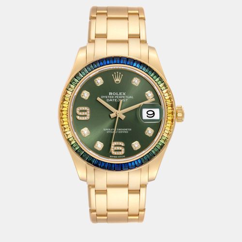 Pearlmaster Yellow Gold Sapphire Bezel Men's Watch 86348 39 mm - Rolex - Modalova