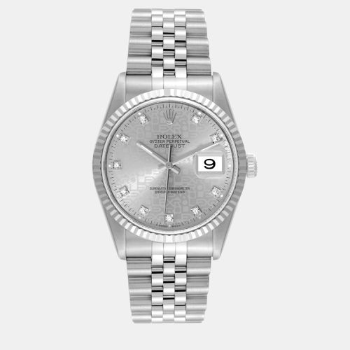 Datejust Steel White Gold Anniversary Diamond Dial Mens Watch 16234 - Rolex - Modalova