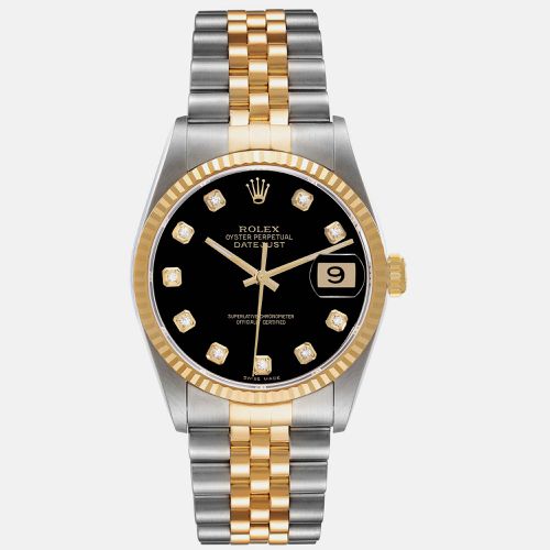 Datejust Steel Yellow Gold Diamond Dial Mens Watch 16233 - Rolex - Modalova