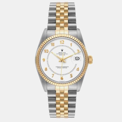 Champagne 18k Yellow And Stainless Steel Datejust Vintage 16013 Men's Wristwatch 36 mm - Rolex - Modalova