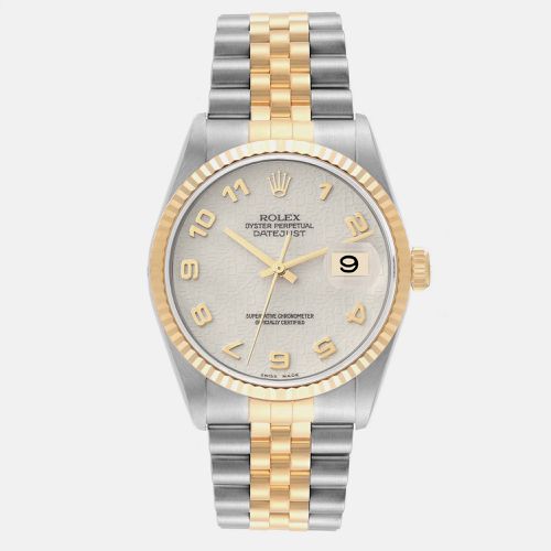 Datejust Steel Yellow Gold Ivory Anniversary Dial Mens Watch 16233 - Rolex - Modalova