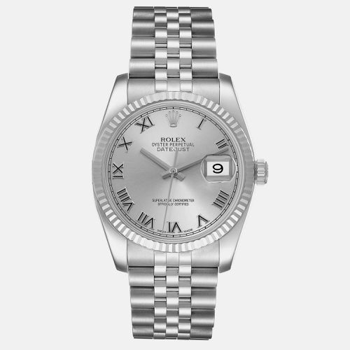 Datejust Steel White Gold Roman Dial Men's Watch 36 mm - Rolex - Modalova