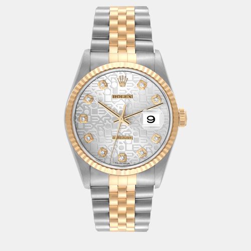 Datejust Anniversary Diamond Dial Steel Yellow Gold Men's Watch 36 mm - Rolex - Modalova