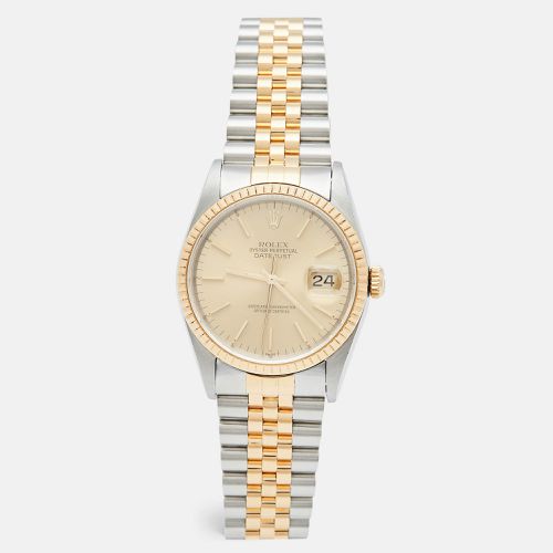 Champagne 18k Yellow Stainless Steel Datejust 16233 Men's Wristwatch 36 mm - Rolex - Modalova