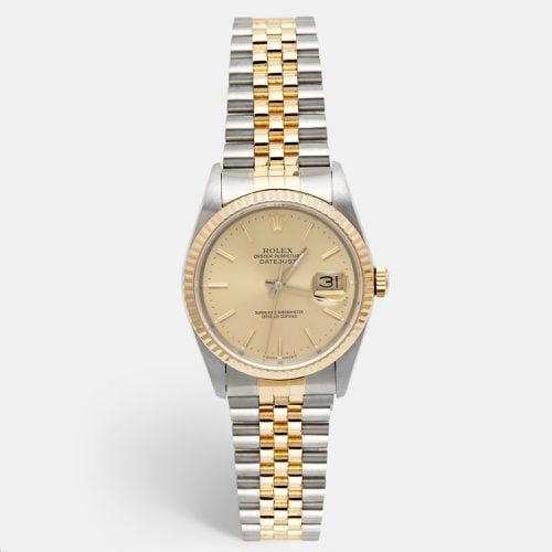 Champagne 18k Yellow Stainless Steel Datejust 16233 Men's Wristwatch 36 mm - Rolex - Modalova