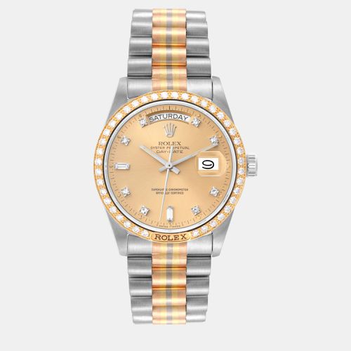 President Day-Date Tridor White Yellow Rose Diamond Watch 36.0 mm - Rolex - Modalova