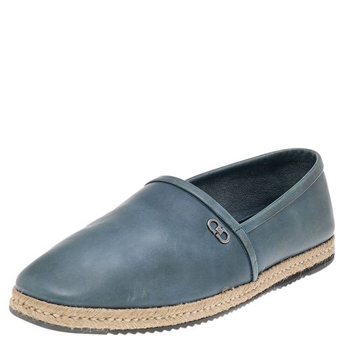 Blue Leather Slip on Espadrilles Size 43 - Salvatore Ferragamo - Modalova