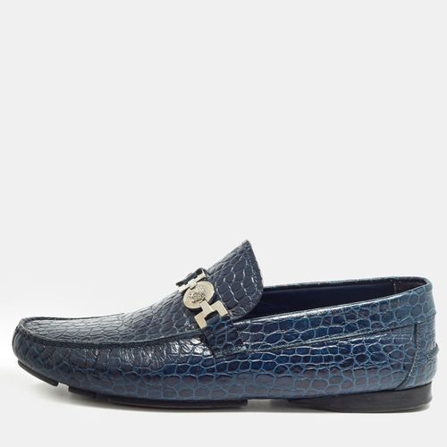 Embossed Croc Medusa Buckle Loafers Size 42 - Versace - Modalova