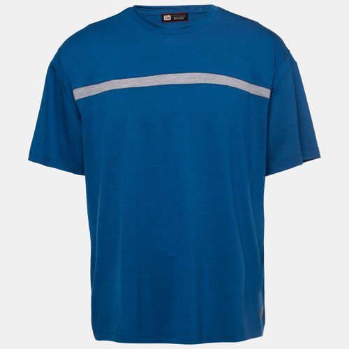 Techmerino Wool Stripe Paneled Crew Neck T-Shirt L - Z Zegna - Modalova