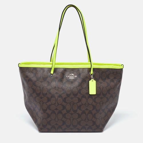 Brown Signature Coated Canvas and Leather Street Zip Tote - Coach - Modalova