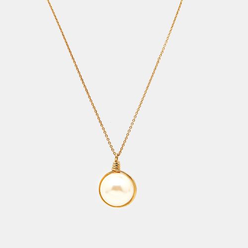 Faux Pearl Tone Pendant Necklace - Carolina Herrera - Modalova