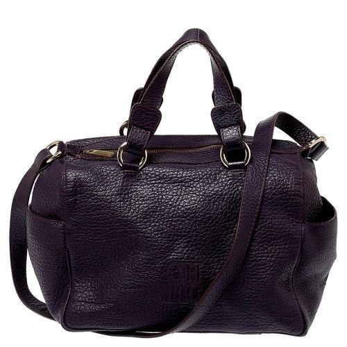 Dark Grained Leather Boston Bag - Carolina Herrera - Modalova