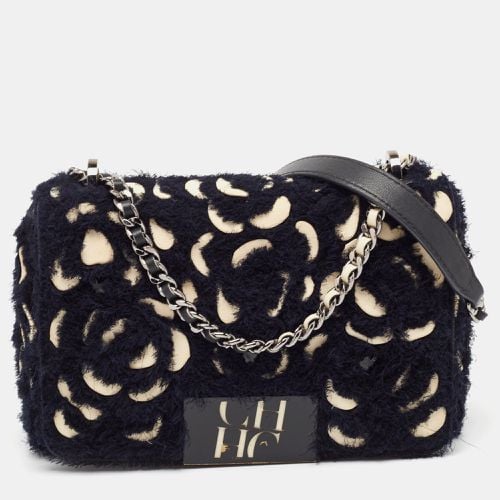 Leather and Tweed Floral Applique Shoulder Bag - Carolina Herrera - Modalova