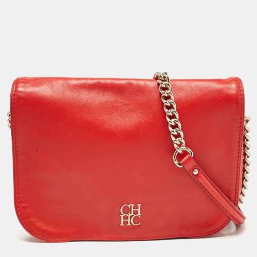 Leather Flap Chain Shoulder Bag - Carolina Herrera - Modalova