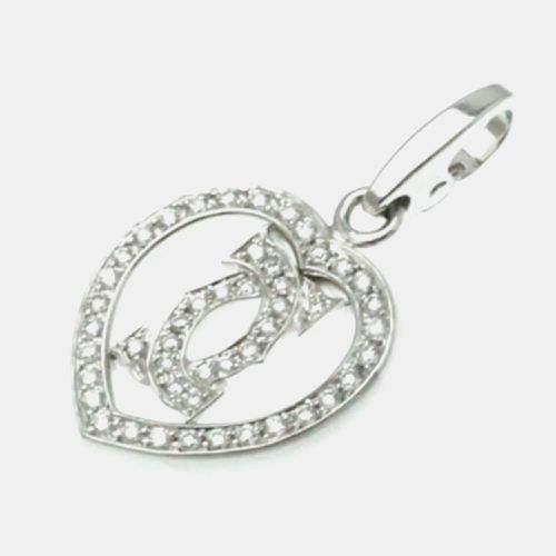 K Gold and Diamond Double C Heart Charm - Cartier - Modalova