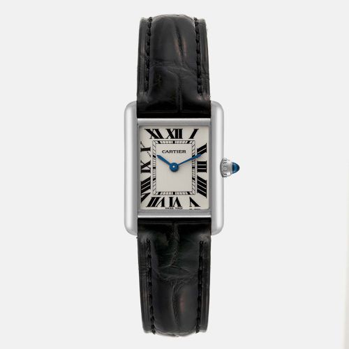 Tank Louis White Gold Black Strap Ladies Watch 22 mm - Cartier - Modalova