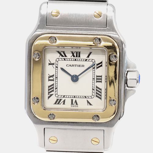 K Yellow Gold Stainless Steel Santos Galbee W20012C4 Quartz Women's Wristwatch 24 mm - Cartier - Modalova